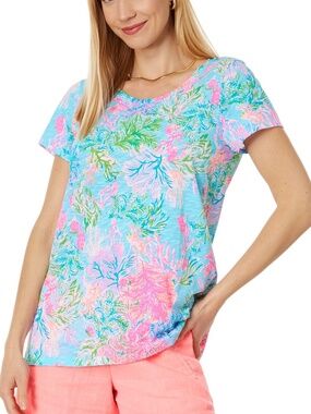 Lilly Pulitzer Etta Scoop Neck Tee Shirt in Celestial Blue Size Med